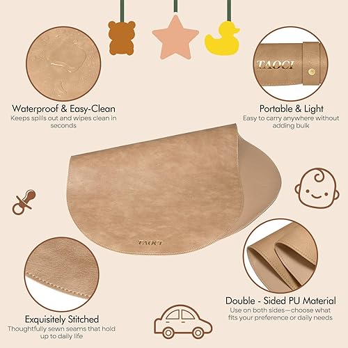 Miniatura 4 de Cambiador portátil, cambiador de pañales, cambiador de bebé, impermeable y lavable, almohadilla de cambio de cuero vegano para el hogar y viajes,