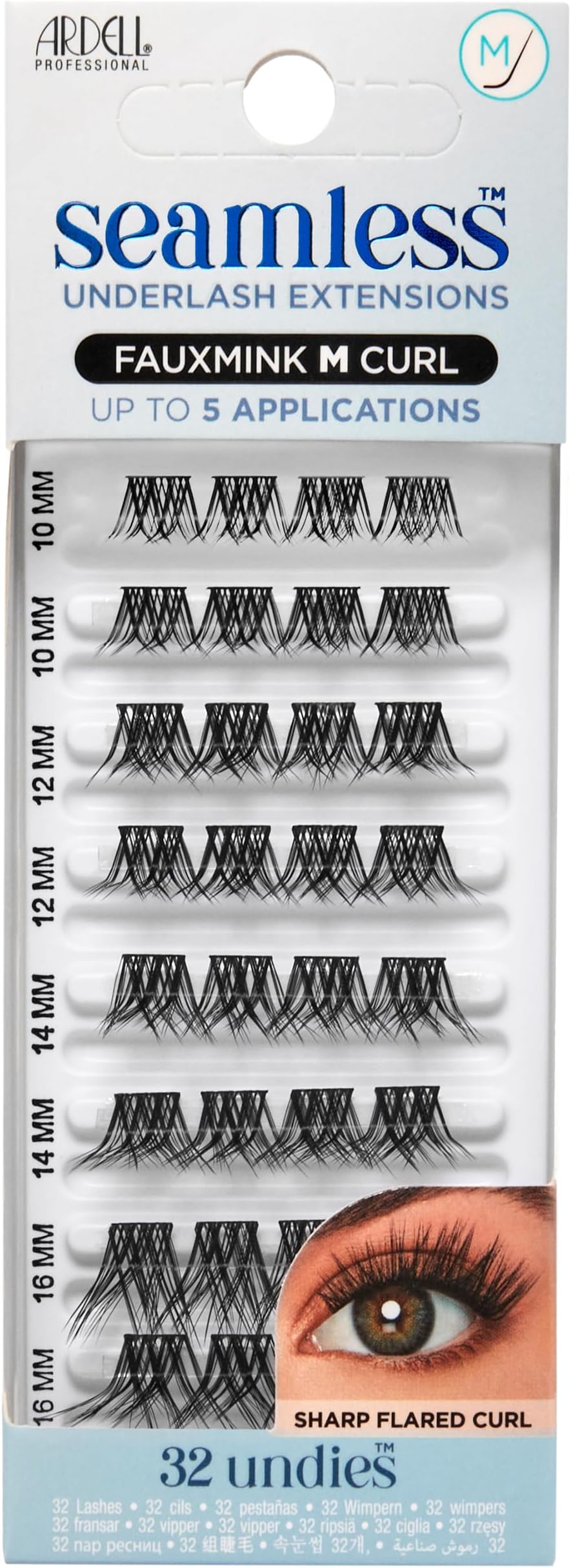 Seamless Underlash Lash Extensions Kit - DIY Lash Clusters, Eyelash Extension Kit, FauxMink M Curl, Up To 5 Applications - 32 Count, 1-Pack