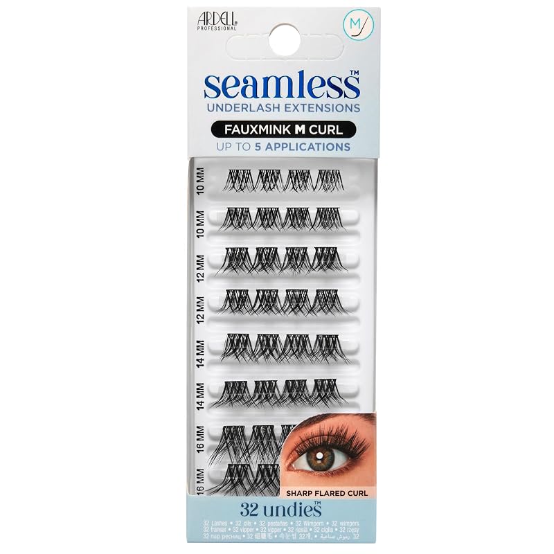 Ardell Kit de Cílios Postiços em Clusters para Aplicação Sob os Cílios Fauxmink M Curl, 32 Unidades