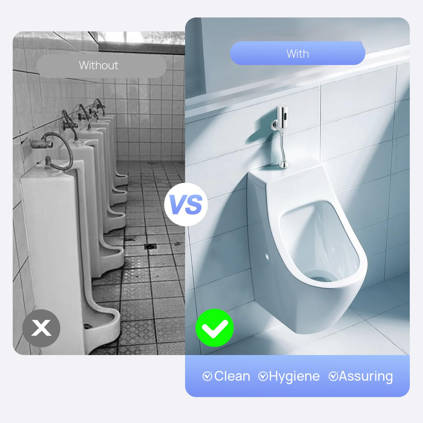 Sensor automático para orinario, cisterna de cobre con funcionamiento a pilas, descarga de 3 a 4 segundos para baños públicos y comercios, conexión G1/2"