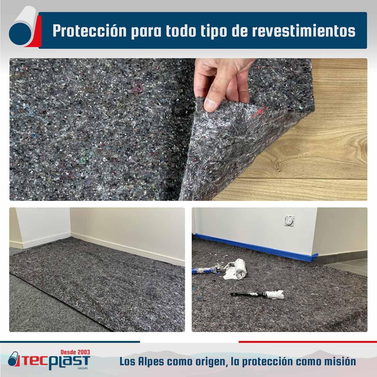 Fieltro protector para Pintura 1x25m - TECPLAST - 120FPE Gris - Económico - Fieltro pintor para suelos