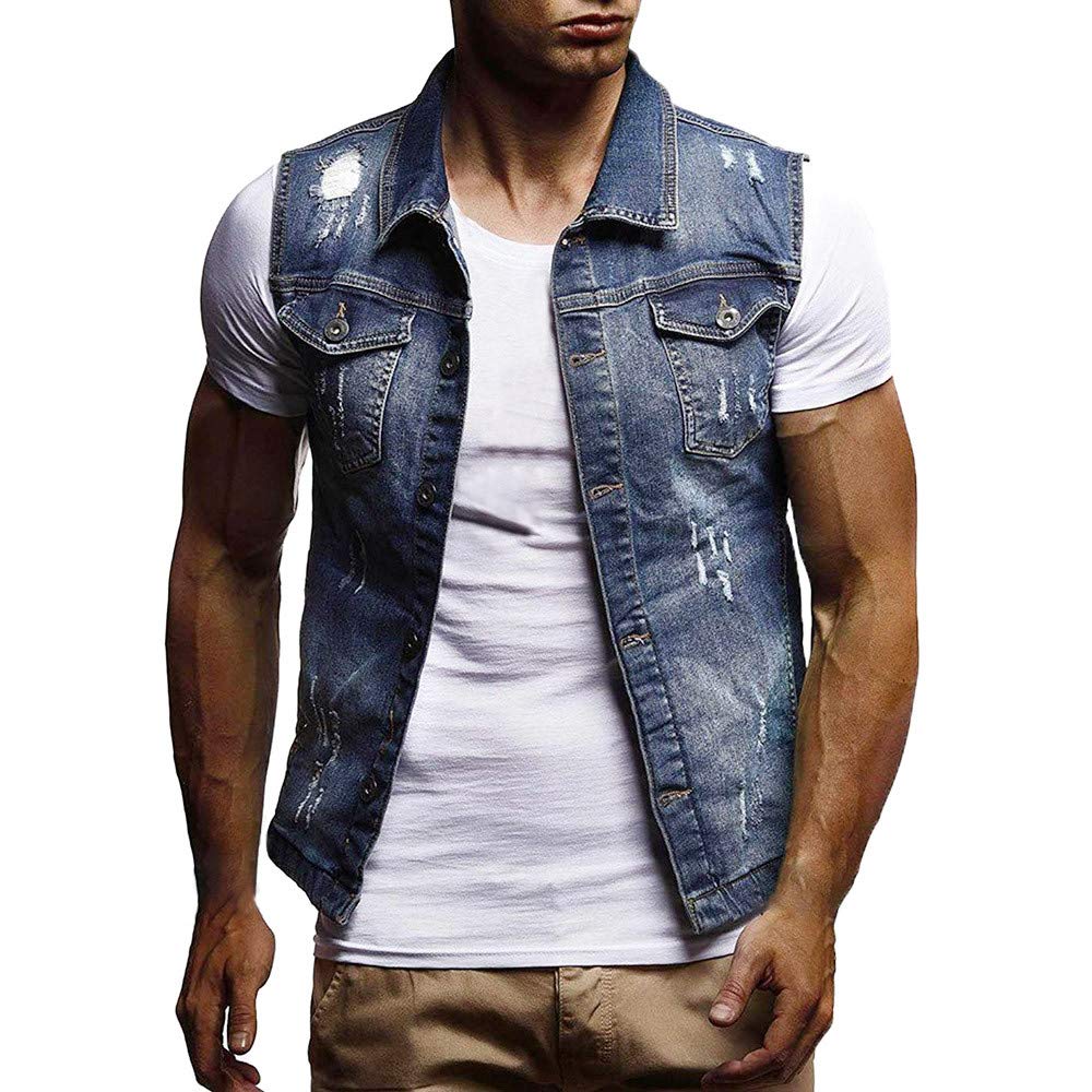 Denim Vest Men Mens Rain Jackets Waterproof with Hood Trench Coa 並行輸入品