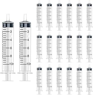 KWAGOCAR 20 Packs Plastic Syringe Liquid Measuring Syringe Without Needle for Epoxy Resin Craft Scientific Labs Feeding Pets Animals Feeding Nipple for Kitten and Puppy,Oil or Glue Applicator (10 ML)