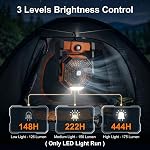 Ninonly Camping Fan, 3 IN 1 Camping Fan for Tent, 24000mAh Rechargeable Tent Ceiling Fan, Battery Operated Tent Fan with LED Light Hanging Hook, Portable Fan for Outdoor Fishing Car Emergency Outages