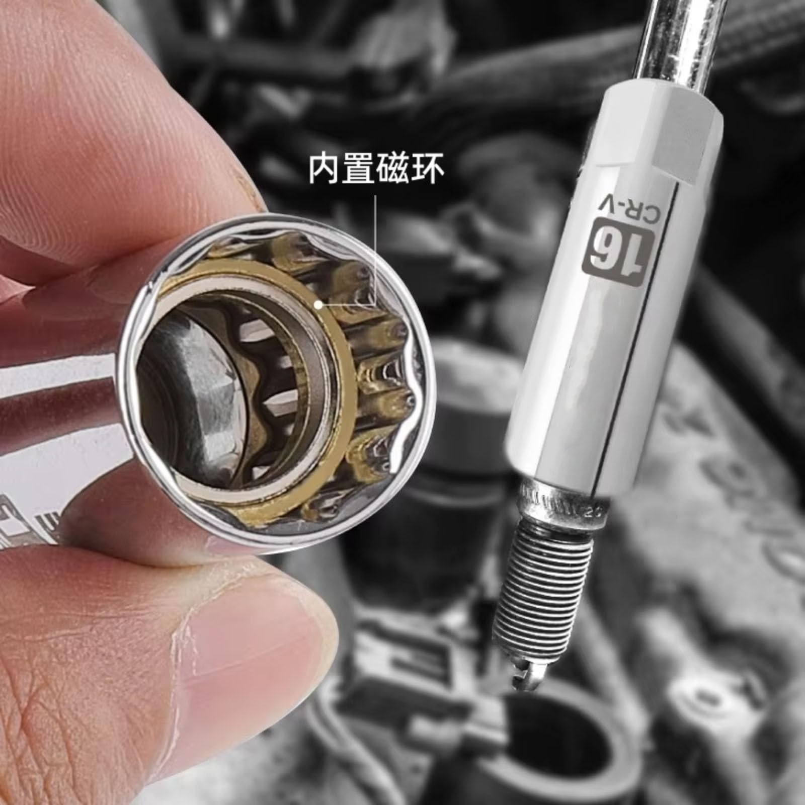 Coche Magnético para Llave De Bujía Kit De Reemplazo De Instalación De 14/16mm Reparación Extracción De Llave Inglesa Juego de Llave para Bujías