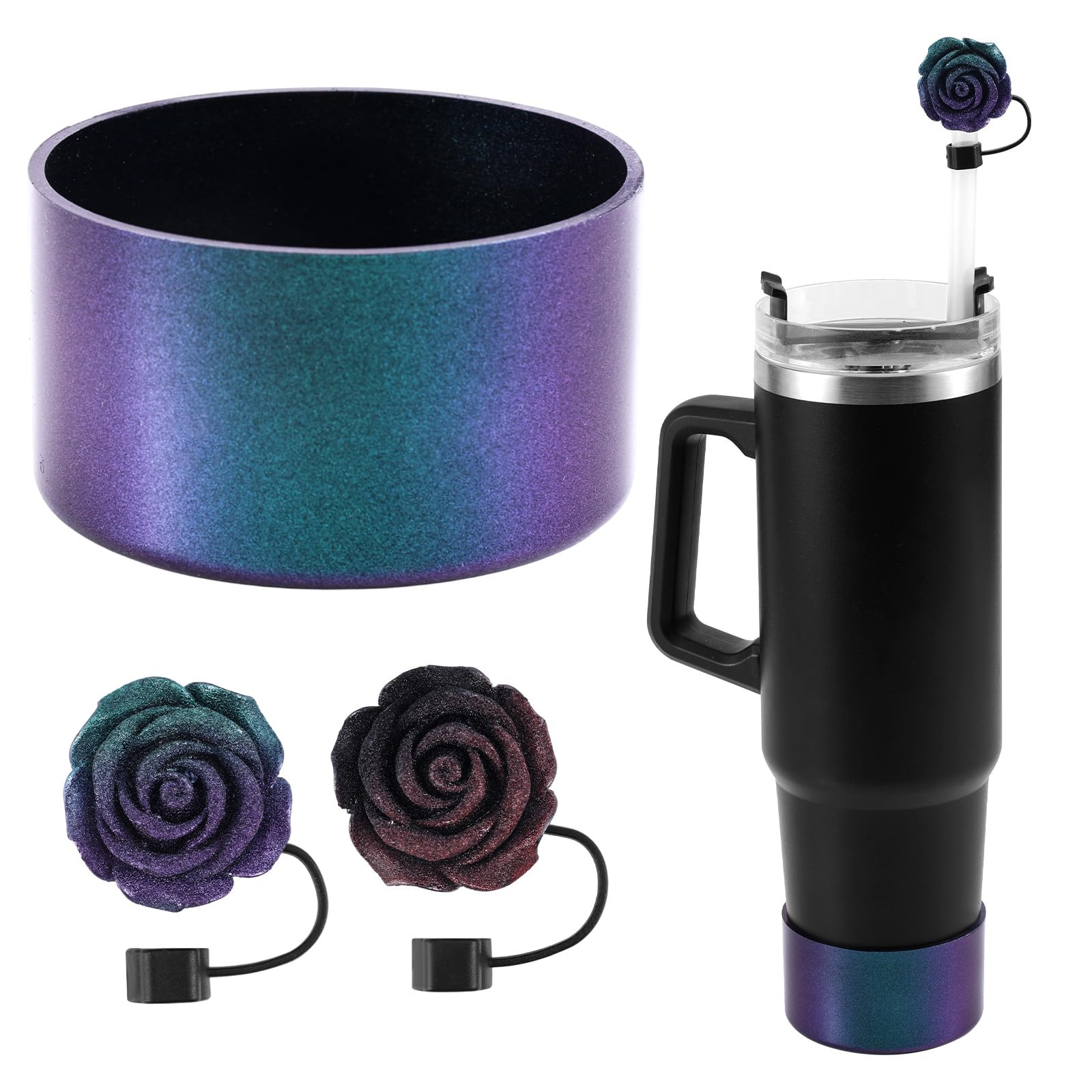 Rękawy Silikonowe Gradient, 2szt 10 mm Słomkowe Kompatybilne Bidonem z Stanley 20/30/40 Oz Iceflow Hydro Flask Owala Yeti Rambler