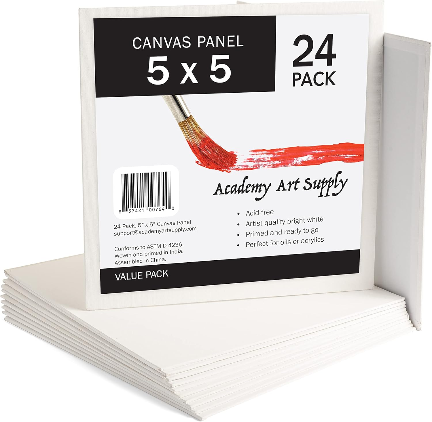 Academy Art Supply Canvases Panels 5 X 5 inch 100 Cotton