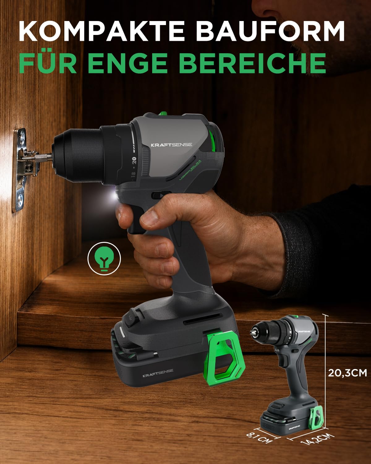 20V Akku-Bohrschrauber-Set, bürstenlos, mit 2,0-Ah-Akku