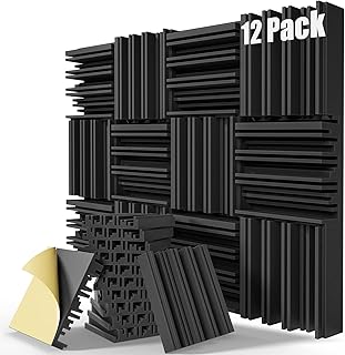 ZELMINE Upgrade 12 pack Self-adhesive Sound Proof Foam Panels,12" X 12" X 2" Acoustic Panels with High Density,Decorative ...