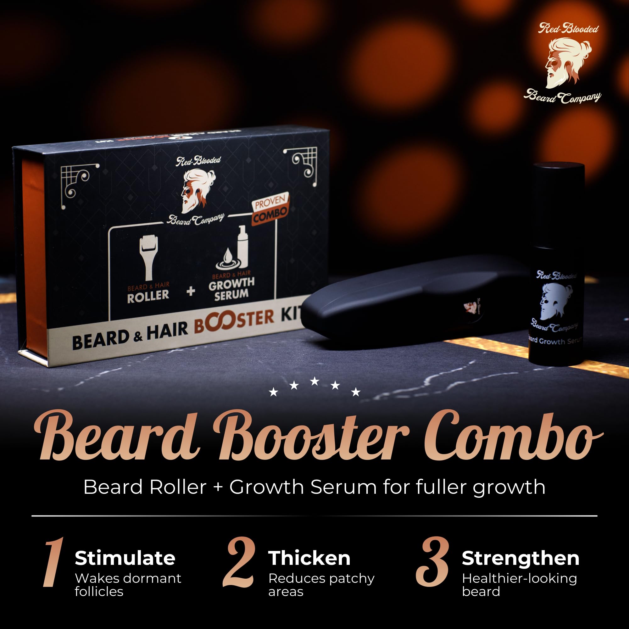 Kit crescita barba e capelli – Dermaroller 0,5 mm + siero di crescita – Vegano e non testato sugli animali