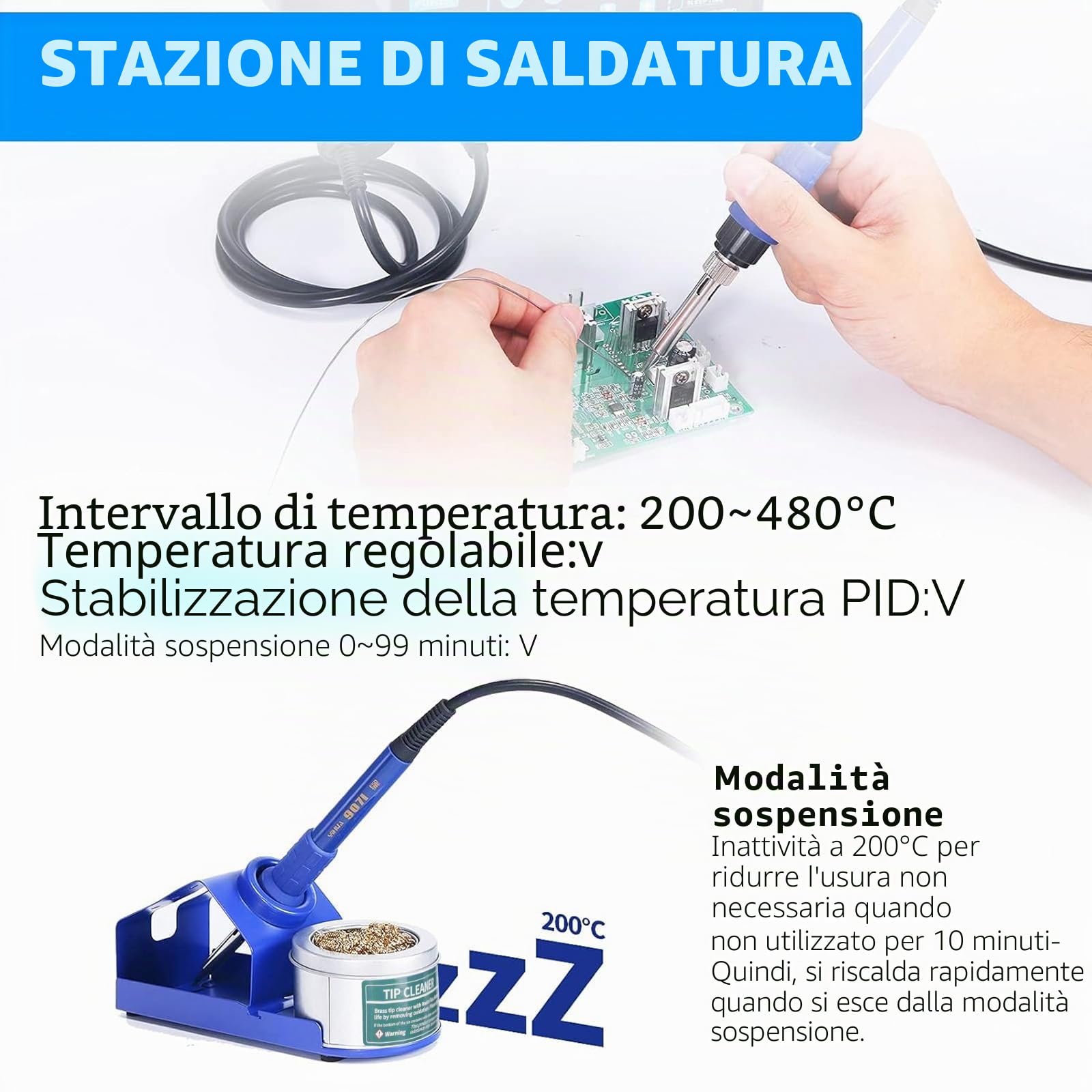 YIHUA 862BD+ stazione saldante ad aria calda SMD 2 IN 1 con stabilizzazione della temperatura