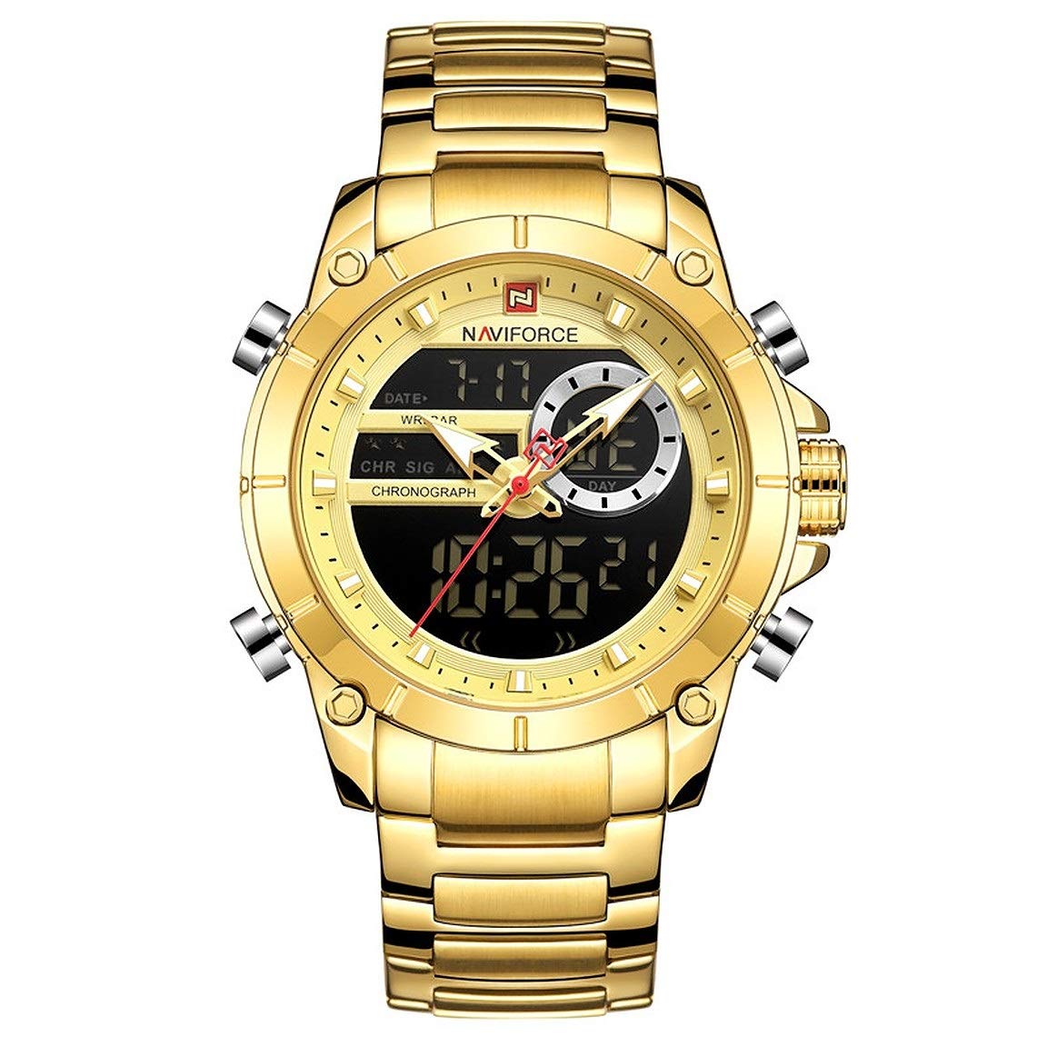 NAVIFORCE Men Military Sport Wrist Watch Quartz Steel Water-Resistant Dual Display Male Clock Watches Relogio Masculino 9163 (B0852MQCRZ) Amazon Price History, Amazon Price Tracker