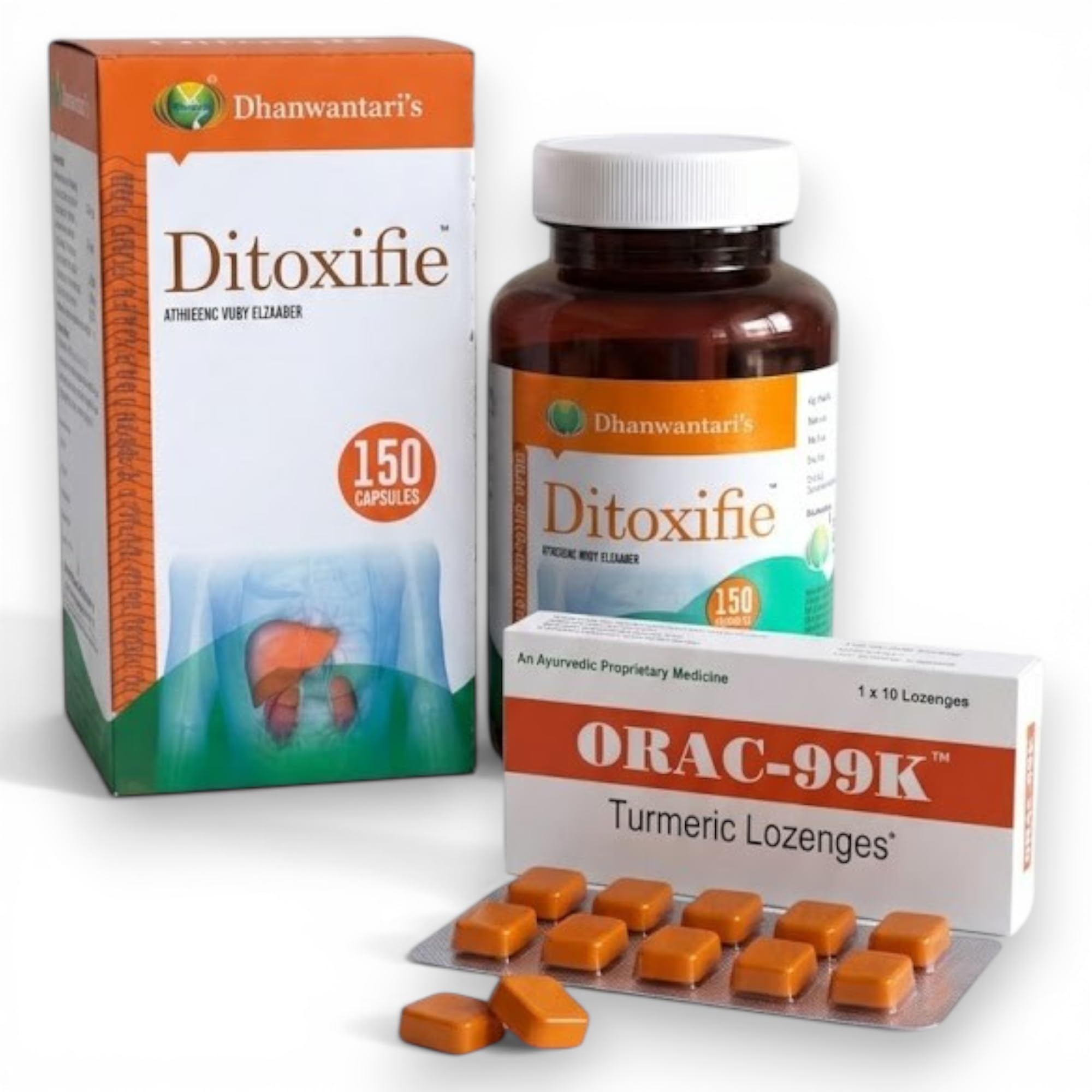 Ditoxifie Ayurvedic Body Cleanser 150 Capsules with ORAC-99K Turmeric Lozenges (10 Tablets) - Combo Pack-image-42