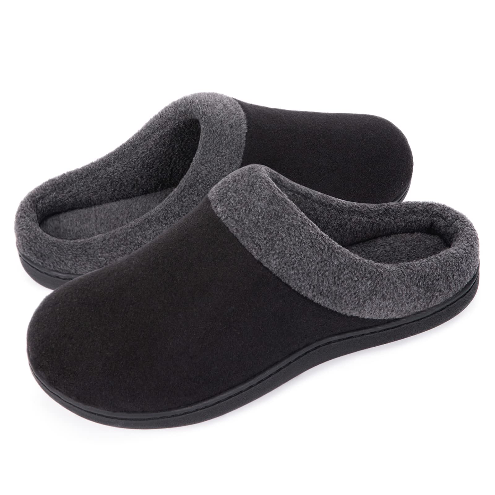HomeIdeas Men's House Woolen Fabric Memory Foam Slippers, Cozy Bedroom Indoor Slip on Shoes