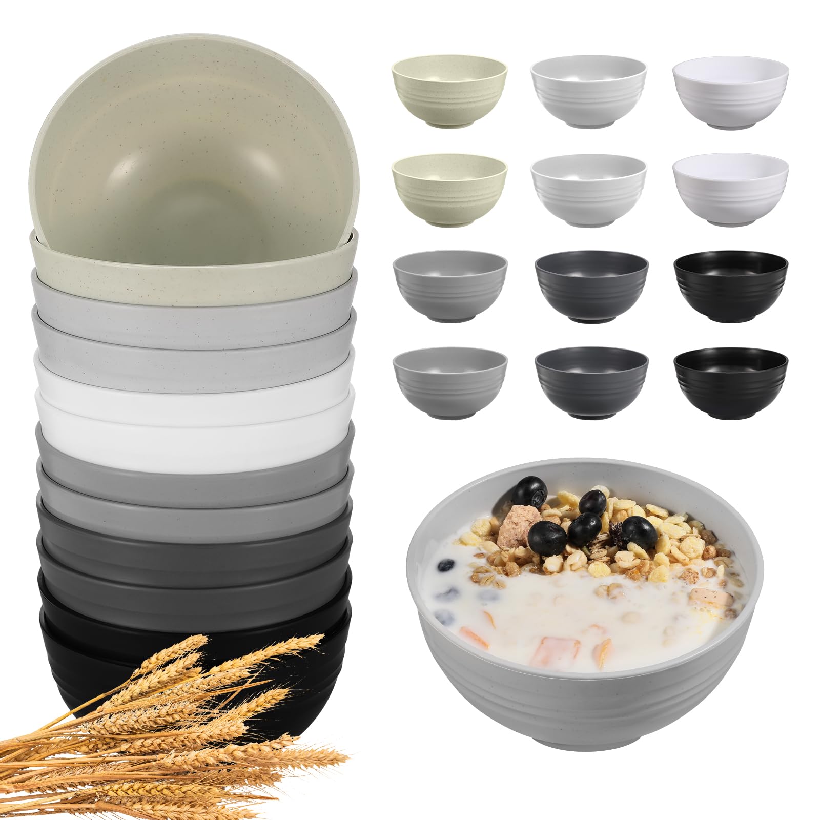 HEYCOME Wheat Straw Bowls - 12 Pcs Unbreakable -11 HEYCOME Wheat Straw Bowls - 12 Pcs Unbreakable -11