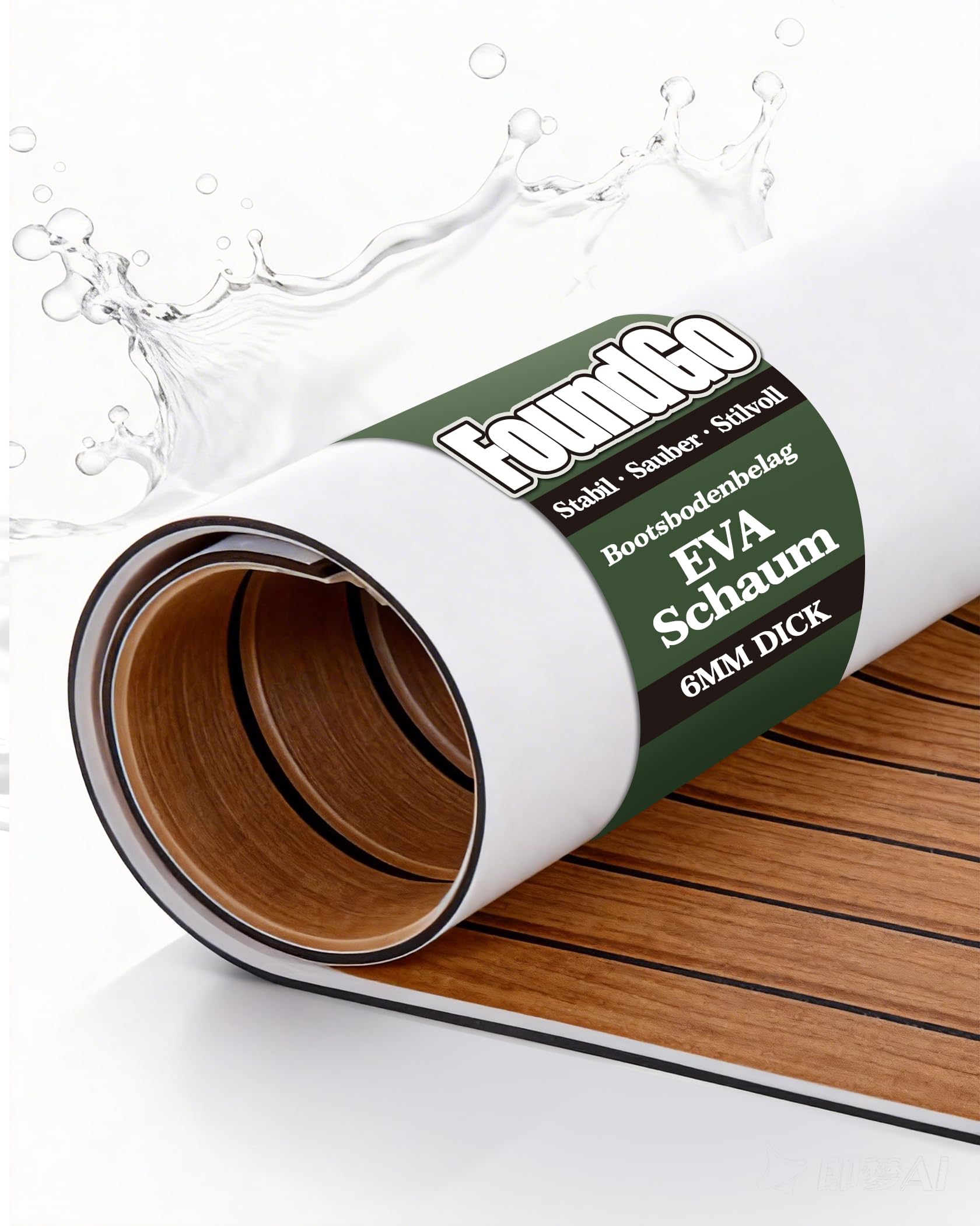 FoundGo Boot Bodenbelag Selbstklebend 6 mm Eva Schaum – rutschfeste Bootsdeck Matte, Marine Decking Bootsteppich, Wetterfester Outdoor Fußbodenbelag & Wasserdicht & UV-Beständig & Zuschneidbar