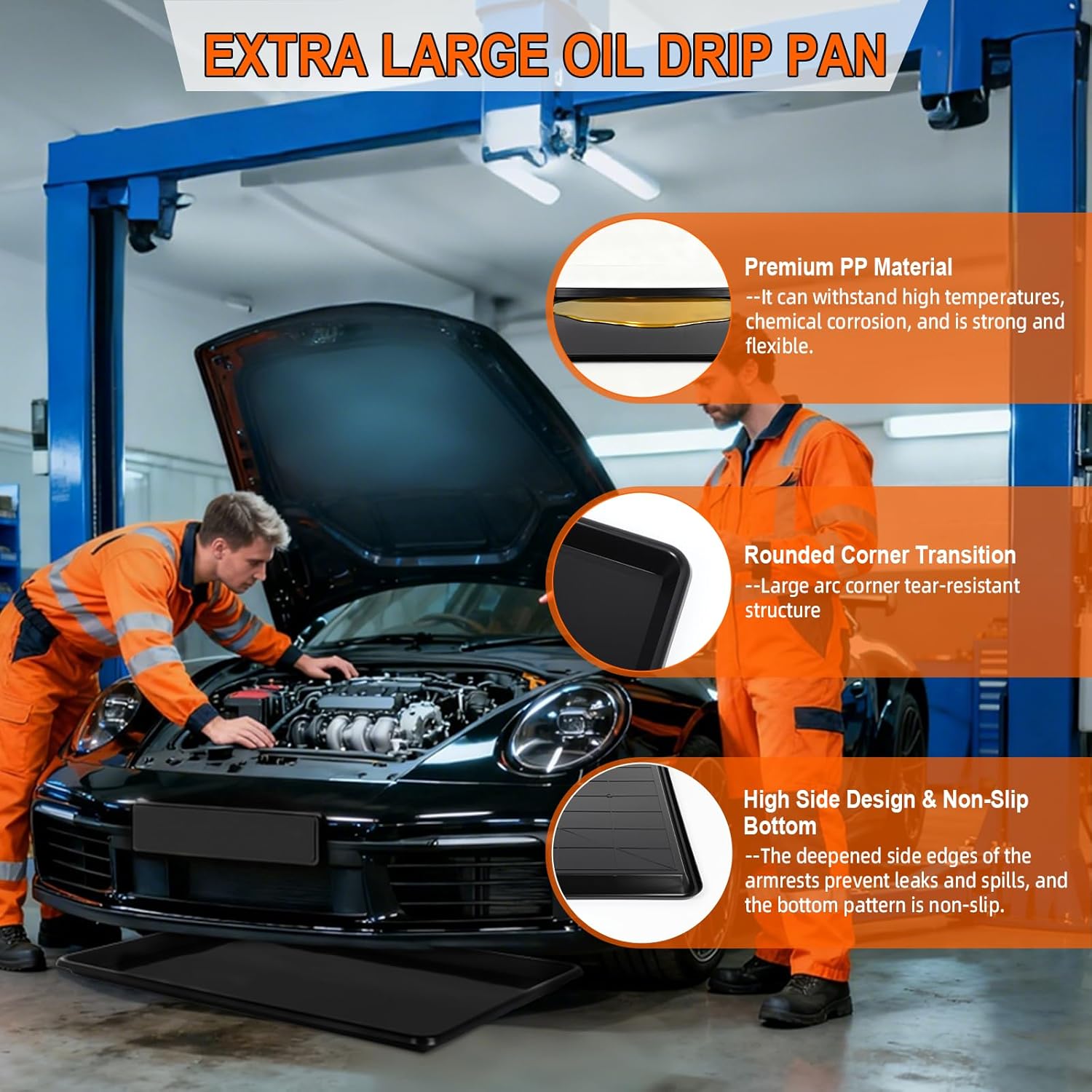 6 Pcs Extra Large Oil Drip Pan, Oil Drip Tray for Under Car, 35.4 X 24 X1.5 in Auto Oil Drip Pan, Plastic Catch Replacement Drain Tray for Garage Floor Clean, Fridges, Washing Machine, Cat Litter Box