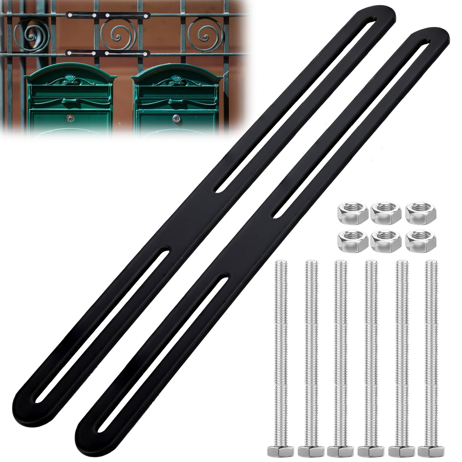 Fosoloni Pack of 2 Letterbox Attachment, Flat Connector for Fence Letterbox, Fence Fastening Letterbox
