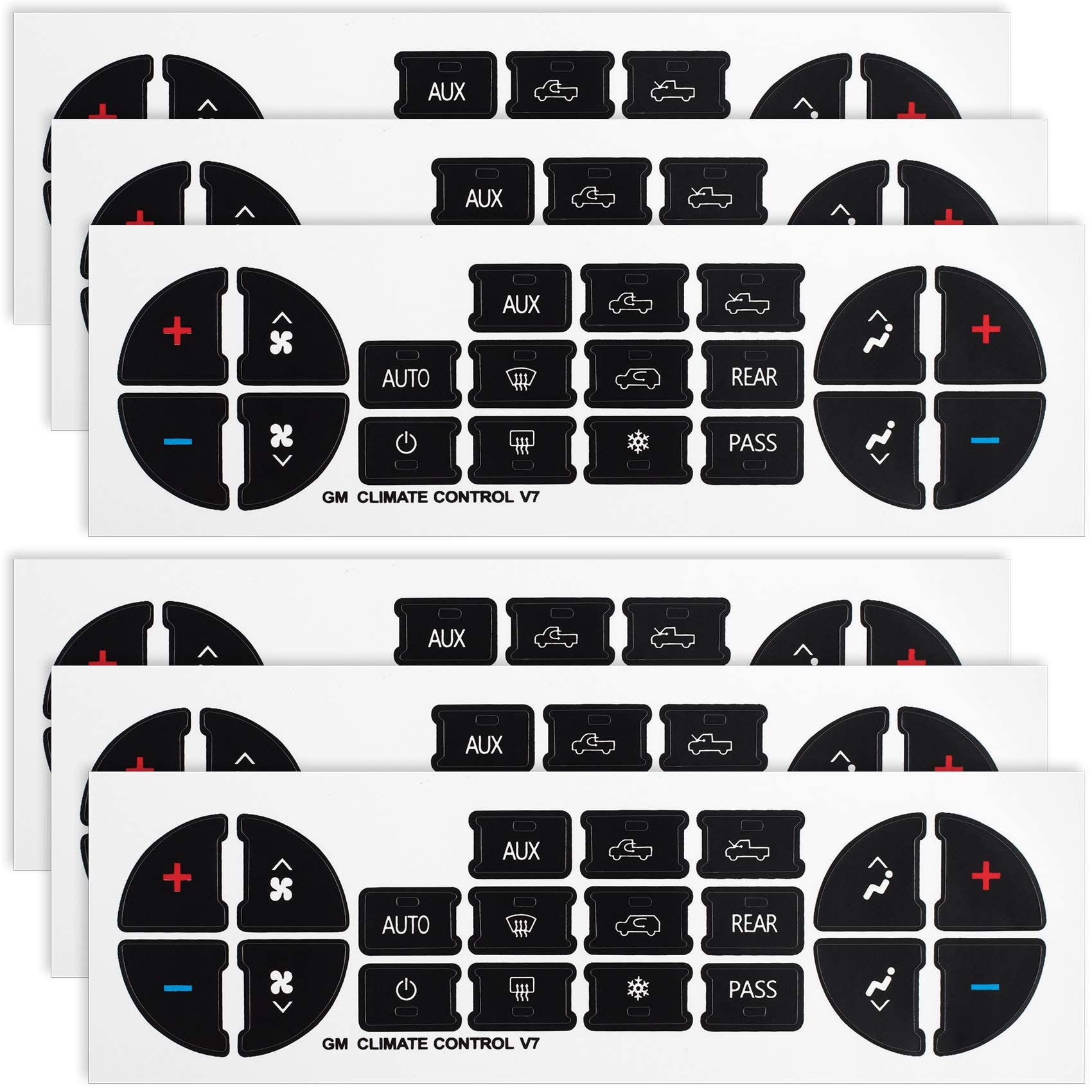 MAKINGTEC AC Dash Button Repair Sticker for Chevy, Car Replacement Part for Fixing Ruined Faded Control Radio Dash Replacement Decal Sticker for SUV Truck Accessories（6 Packs ）