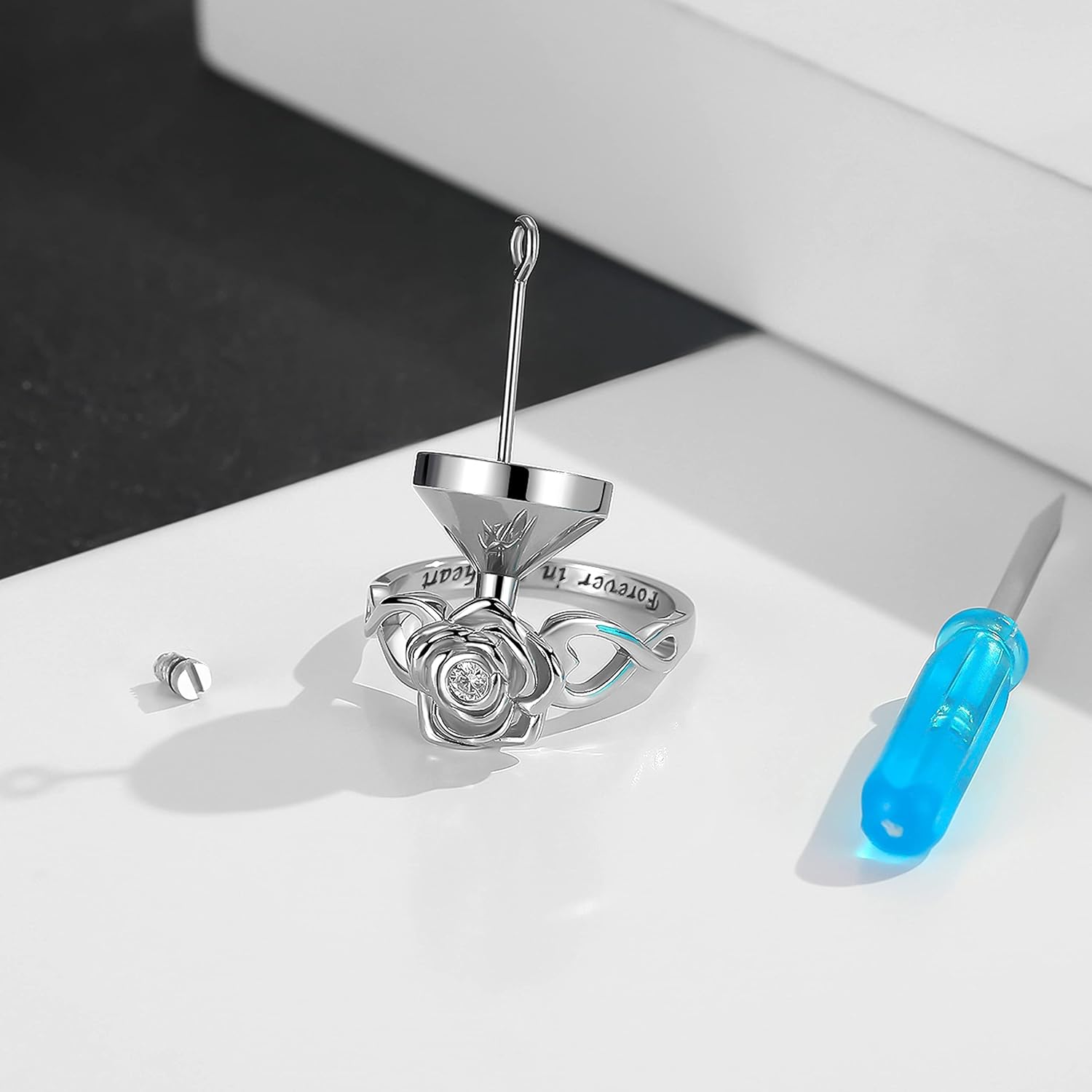 Rose Flower Cremation Urn Ring Holds Loved Ones Ashes 925 Sterling Silver Cremation Keepsake Ring Jewelry for Women Mom - Image 5