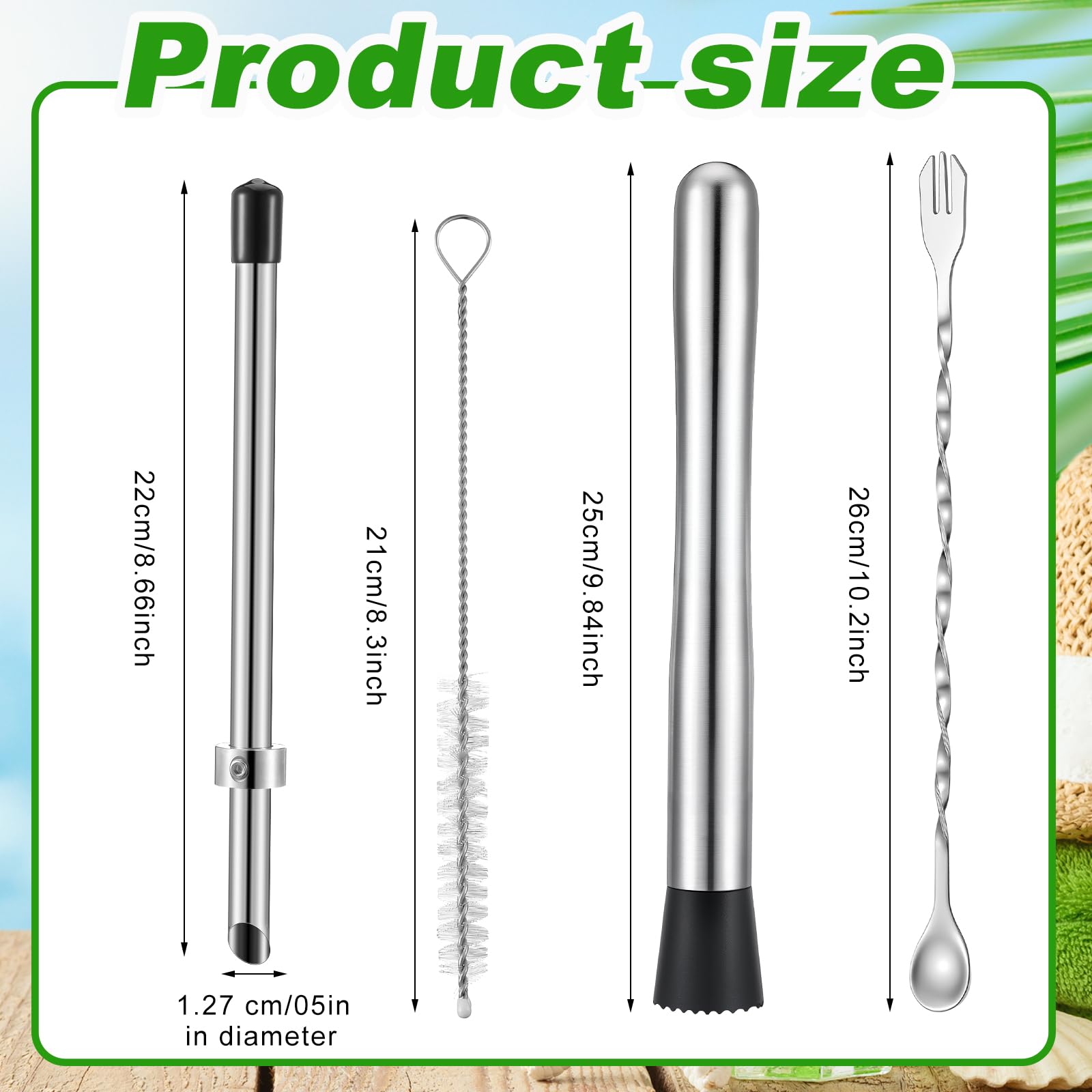 Honeydak Muddler Set - 5 Piece Lemonade Tools -2
