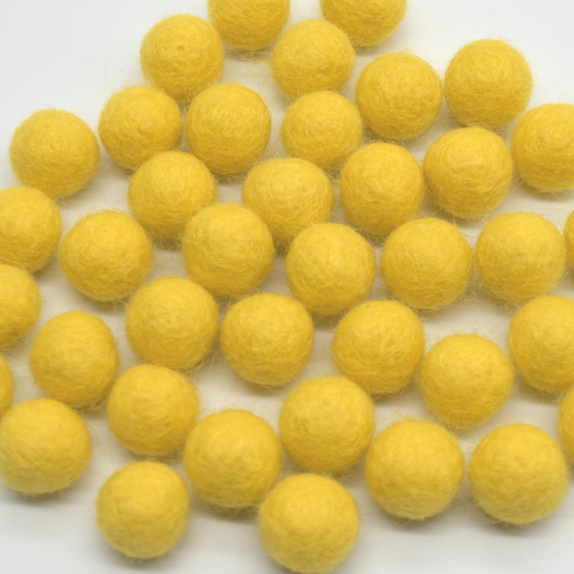 Oriental Direct based in West Yorkshire 100% Wool Felt Balls - 1.5cm - 25 Felt Balls - Mustard Yellow