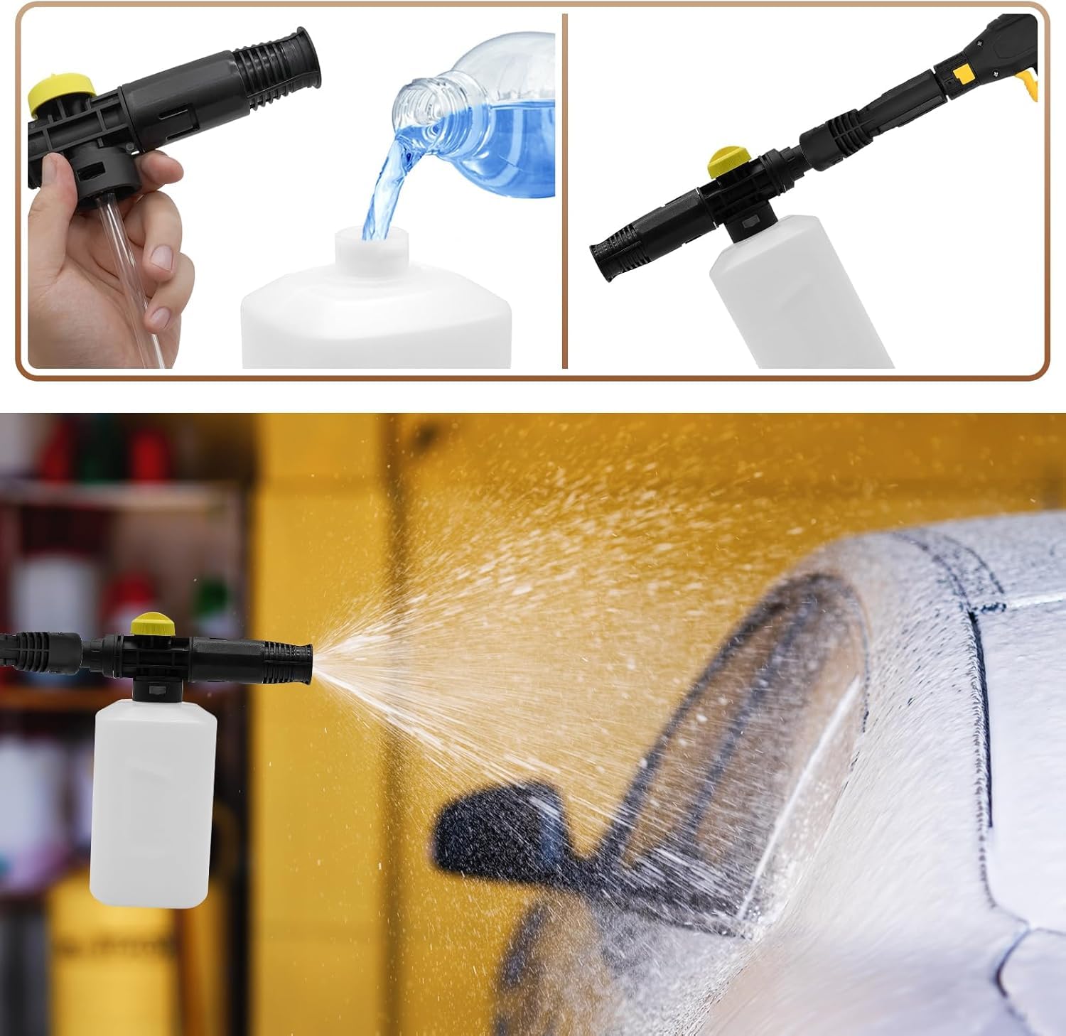 Kit de remplacement pistolet Karcher - Pistolet à gâchette à connexion rapide pour nettoyeur haute pression K2 à K7 (jusqu'à 2100 psi), avec lance d'extension, buse réglable et lance à mousse neige