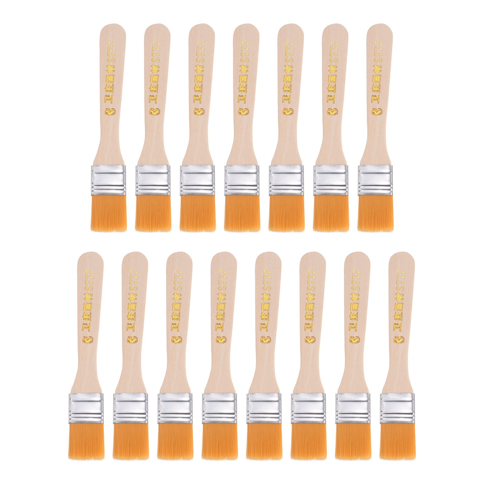 HARFINGTON 15-Pack Flat Paint Brushes – 1.4 Inch Nylon Bristle Brushes With Yellow Plastic Handle For Paint, Varnish, Glue, Crafts & Furniture