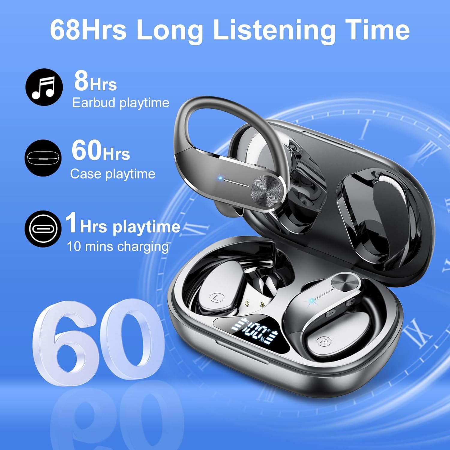 Auricolari Bluetooth 5.3 Sport InEar HD65 &ndash; Cancellazione Rumore &ndash; 32 Ohm