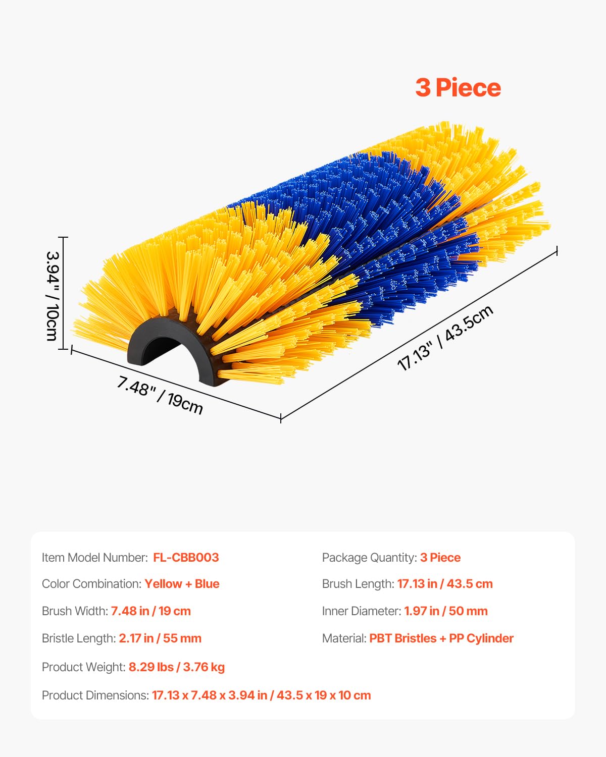 VEVOR 3 Piezas Cepillo Rascador Mediano para Ganado de 43,5 x 19 x 10 cm con 6 Tornillos, Rascado Cepillo para Aliviar la Picazón de la Espalda y Mantener la Limpieza para Caballos, Cerdos, Vacas