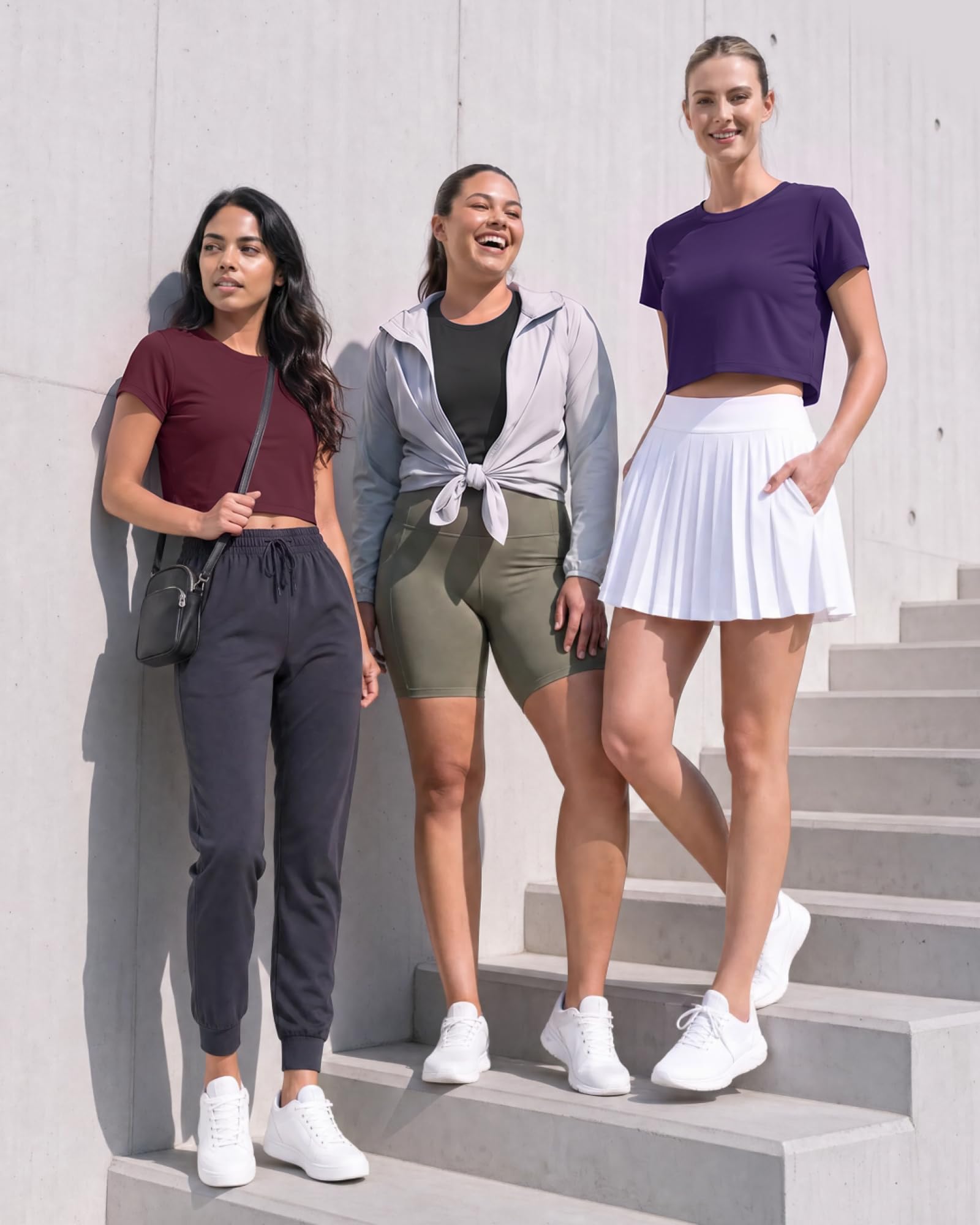 Real Essentials Lot de 5 : Haut court de sport manches courtes à séchage rapide pour femme, pour l’entraînement et le gym (disponible en grande taille), Lot 5, Taille M