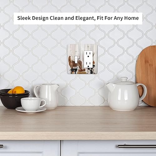 Vista 276 de Cubiertas decorativas de salida de estrella de mar playera, tablero de madera azul de concha de mar de 1 banda, decoración individual GFCI, placa