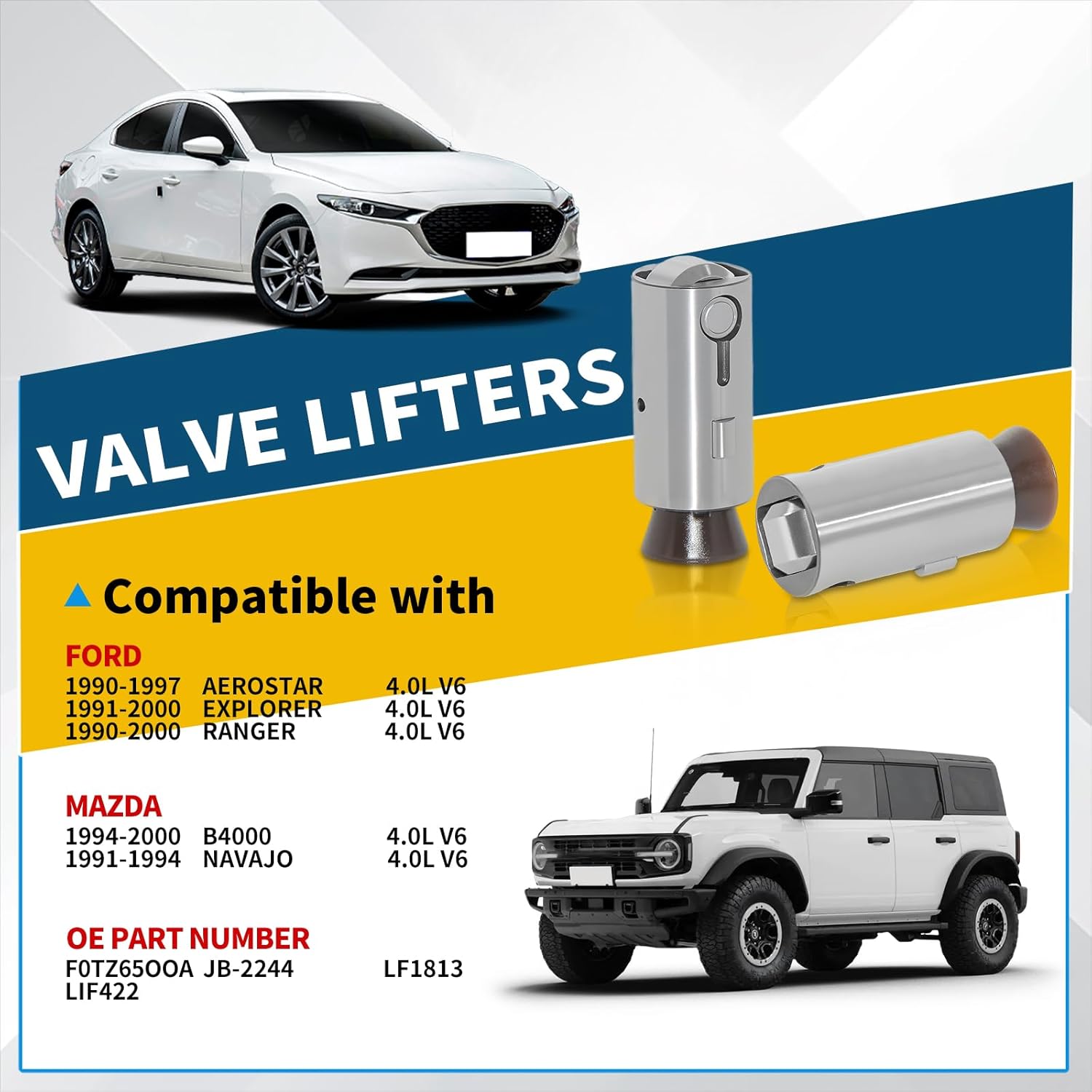 12PCS F0TZ65OOA 4.0L V6 Hydraulic Valve Lifter For Ford 1990-2000 Aerostar Explorer Ranger for Mazda 1991-2000 B4000 Navajo
