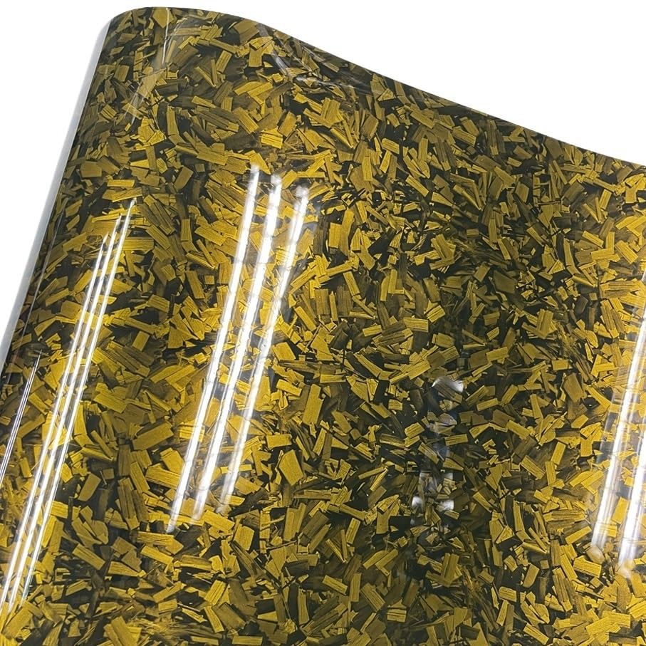 Film vinyle carbone forgé bleu et or 50cmx300cm pour covering moto et auto