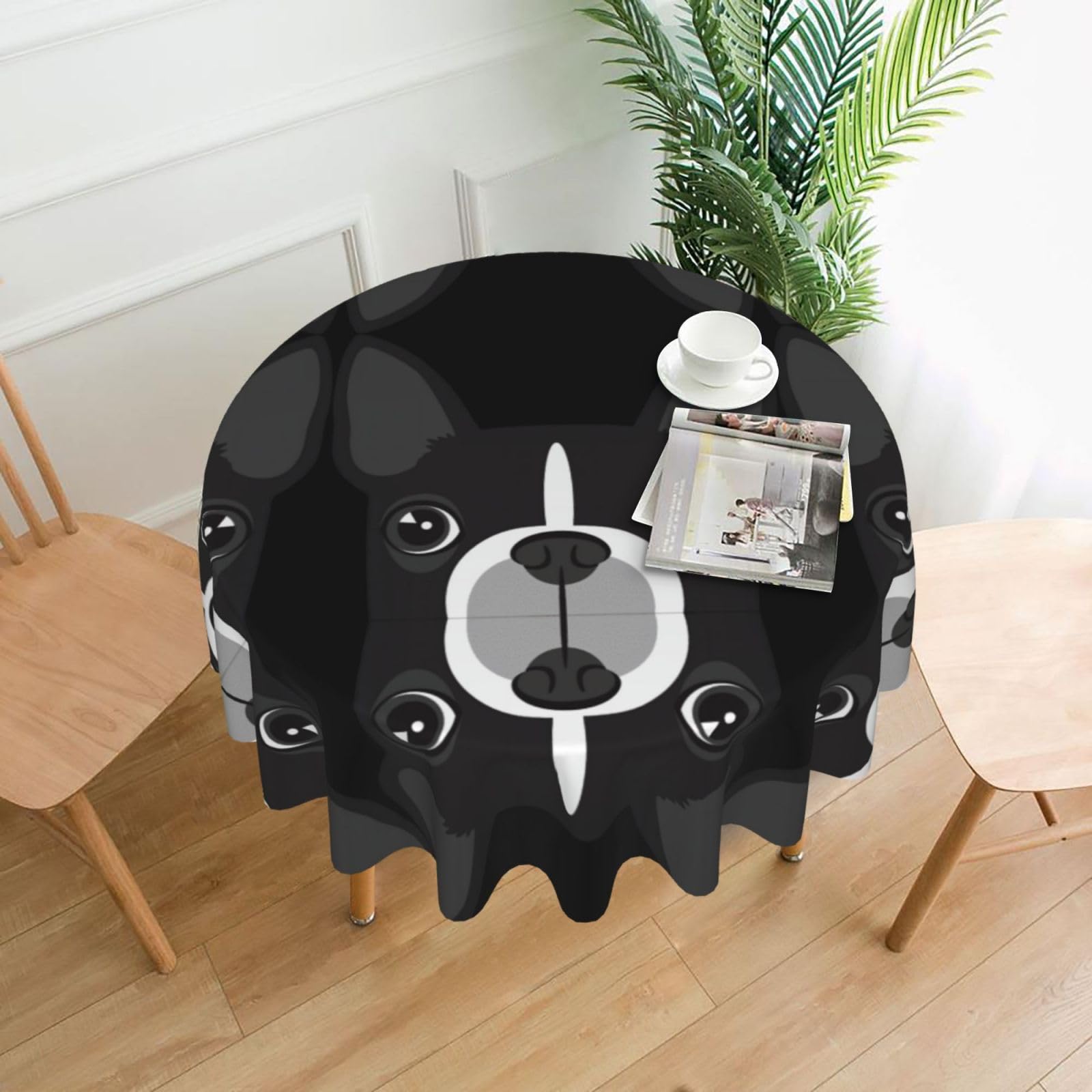 hhxvcv Dog Round Tablecloth – Dining Table Cover