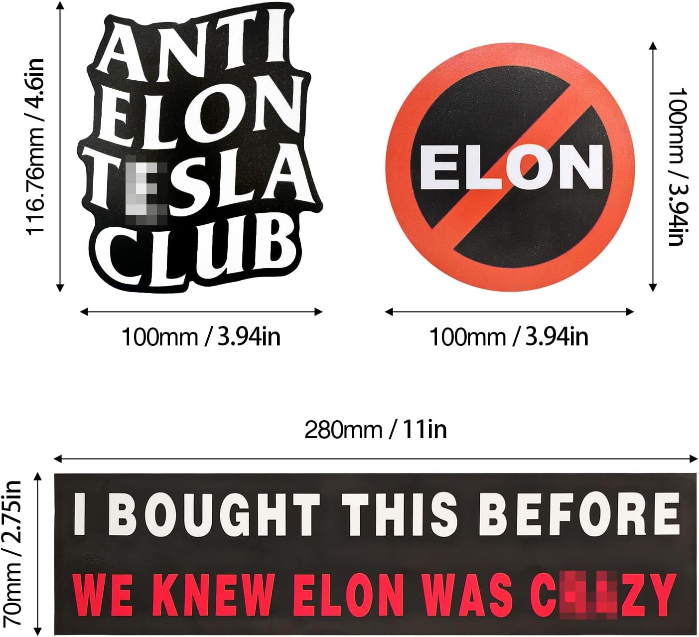 アンチイーロンバンパーステッカー、I Boughed This Before We Knew Elon was Crazy、Anti