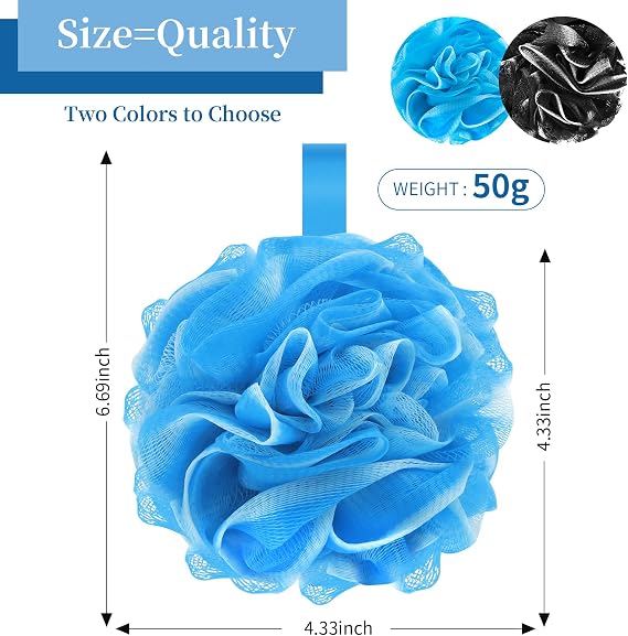 FARMOGA Bath Loofah Sponge Back Scrubber Shower Sponge Soft Mesh Exfoliator Pouf Shower Ball Bath Sponges for Women and Men Bath Accessories