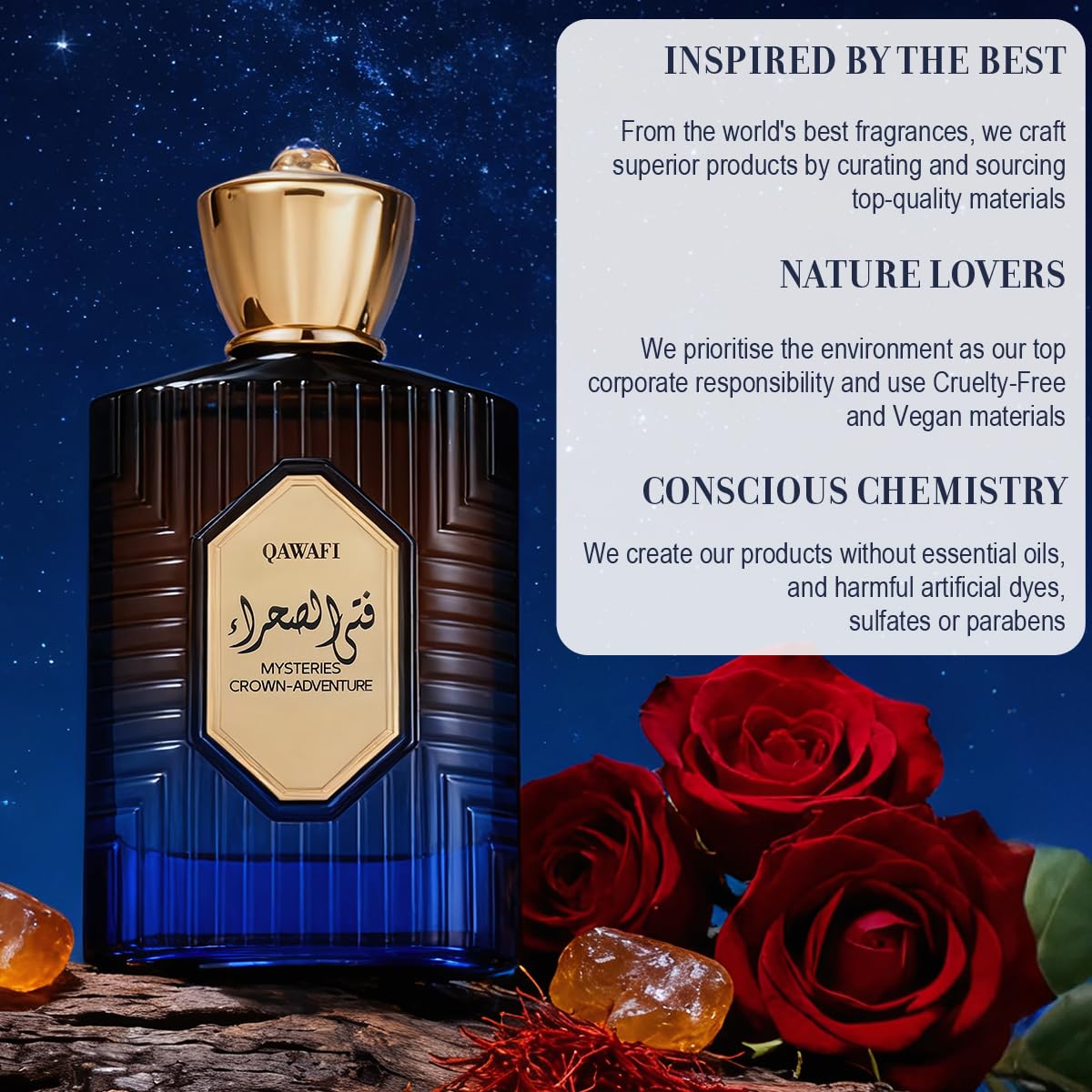 Mysteries Crown - Adventure Eau De Parfum, Long-Lasting Woody Amber Floral Perfumes for Men or Women, Vegan, Paraben-Free, Unisex - 100ml | 3.4 fl. oz + 2ml Samples - Image 5