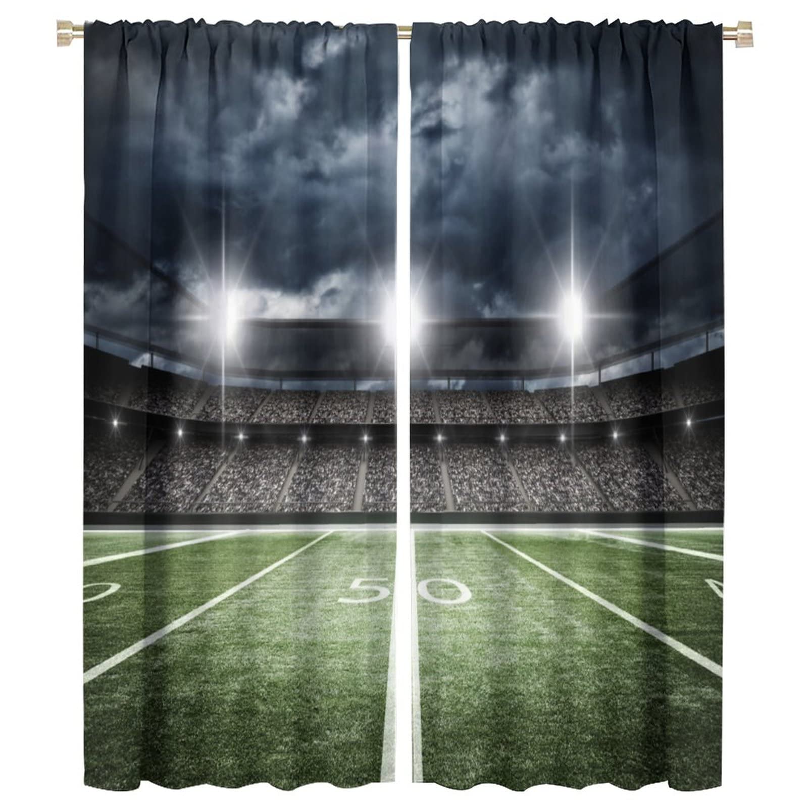 JESTRONRY Football Sport Curtains,American Football Stadium Arena Blackout Rod Pocket Window Drapes for Boys Kids Teens Men Bedroom Living Room Home Decor W42xL54in