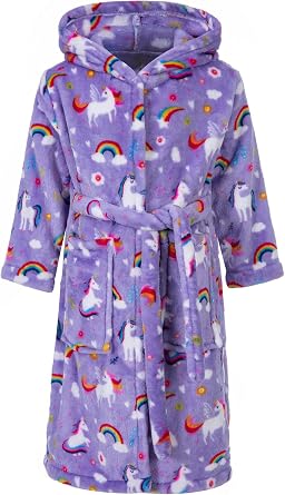 Kids Toddler Cartoon Unicorn Hooded Robe Pajamas Bathrobe Children Sleepwear