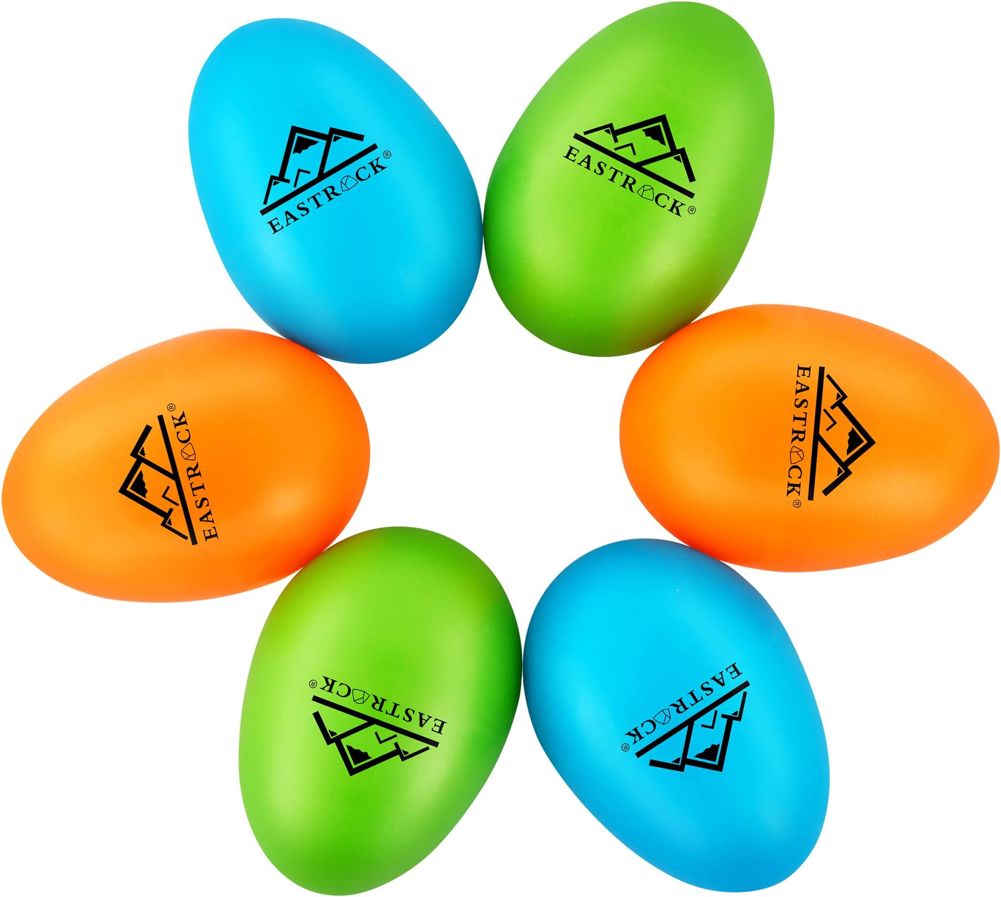 EastRock Professional Maracas 6-Pack Plastic Egg Shakers - Precision Hand Percussion for Musicians, Rhythm Training, Band Practice (Blue, Orange, Green)