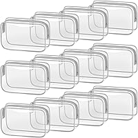 Vista 7 de TISRATOK 12 bolsas de maquillaje transparentes para mujer con cremallera, bolsa de aseo aprobada por la TSA, bolsa de cosméticos a granel para Blanco