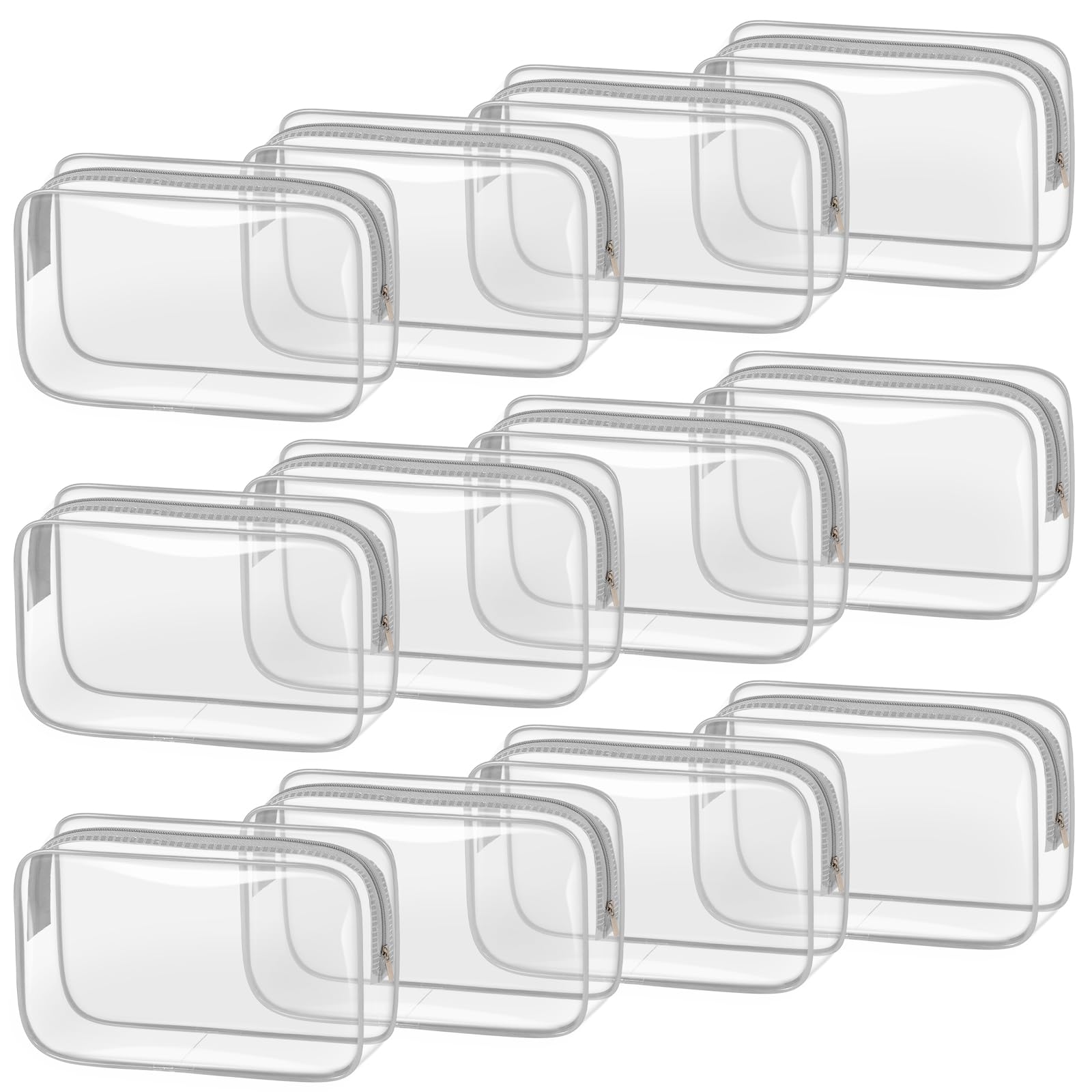 TISRATOK 12 PCS Clear Makeup Bags with Zipper, TSA Approved Toiletry Pouch