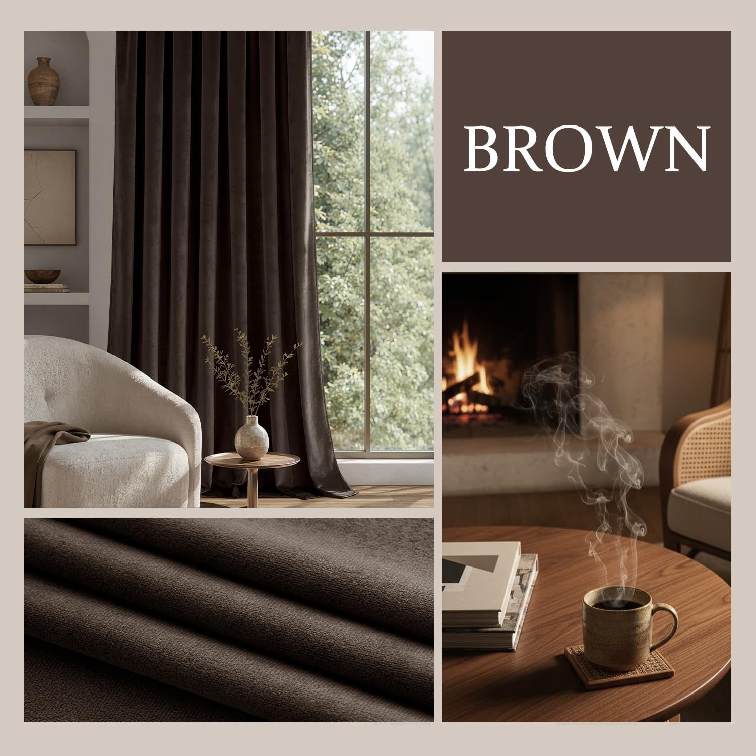  Brown Blackout Velvet Curtains Drapes 84 Inch Long 52"x84" Bedroom thumbnail