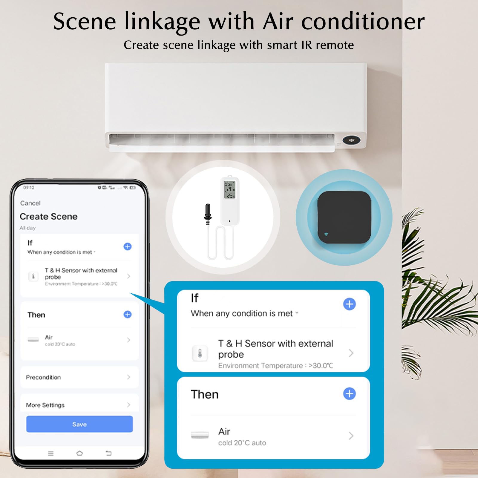 Sensore Temperatura Wifi, Igrometro Digitale Interno ed Esterno con Sonda Esterna, Termometro Frigorifero Meter App Monitor, Baby Room Termometro per Frigorifero, Acquario, 1 Pack con Schermo
