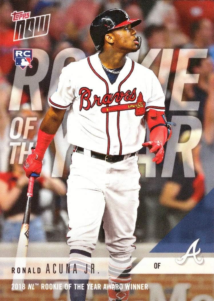 2018 Topps Now Baseball #AW-2 Ronald Acuna Jr. Rookie Card - Wins Rookie of the Year Award - Only 2,517 made!