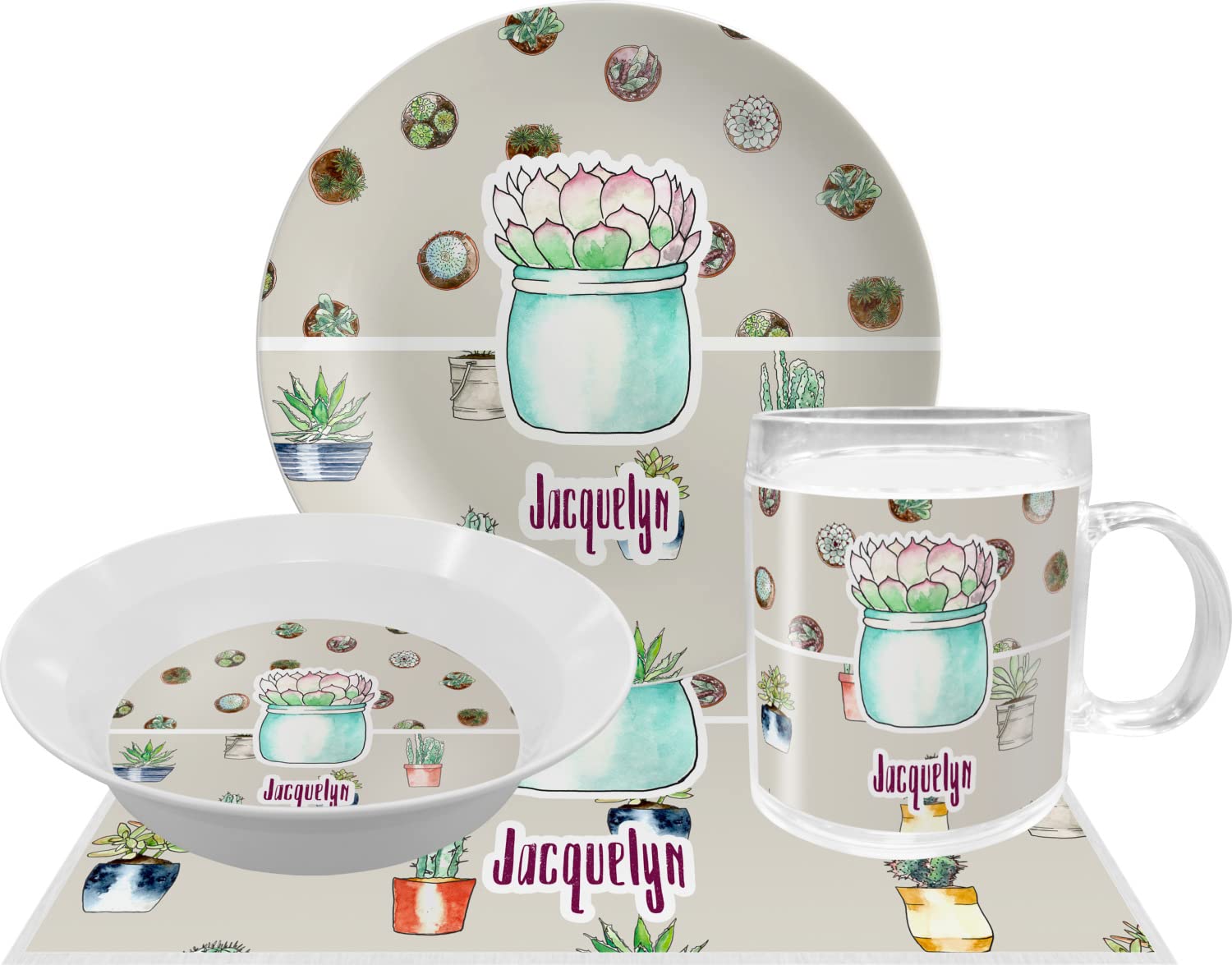 Personalized Cactus Melamine Bowl - 12 oz