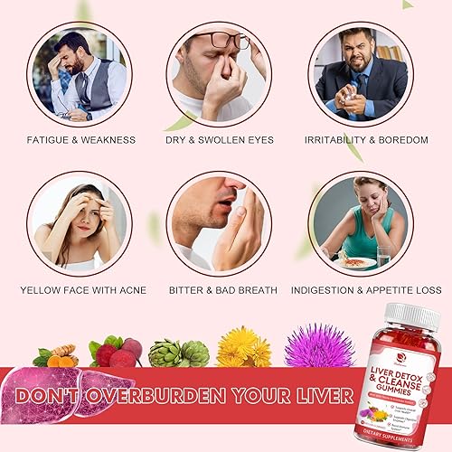 Miniatura 3 de Liver Cleanse Gomitas de desintoxicación y reparación - Cardo mariano, diente de león, extracto de alcachofa y saúco, sin azúcar, sabor a frambuesa,