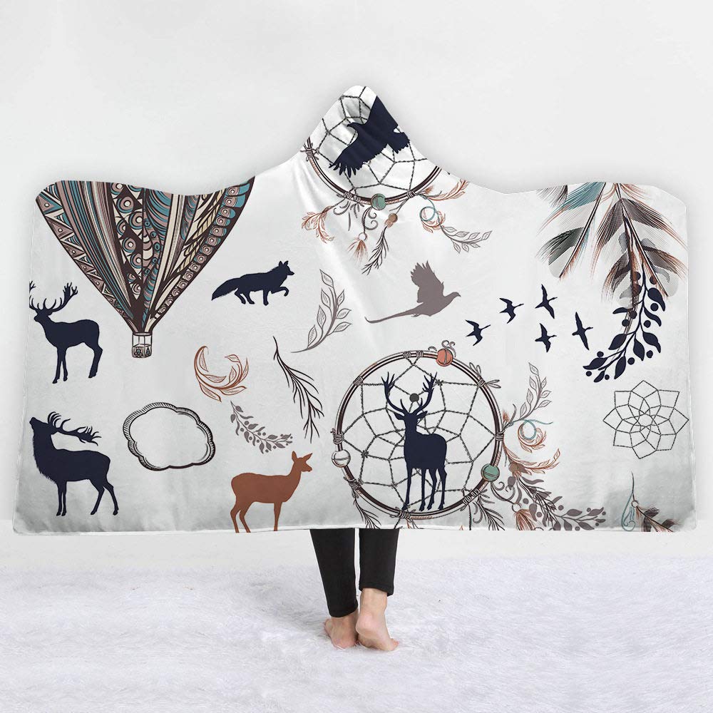 Couverture peluche douce et épaisse doublée Sherpa avec motifs animaux uniques de 150*200cm