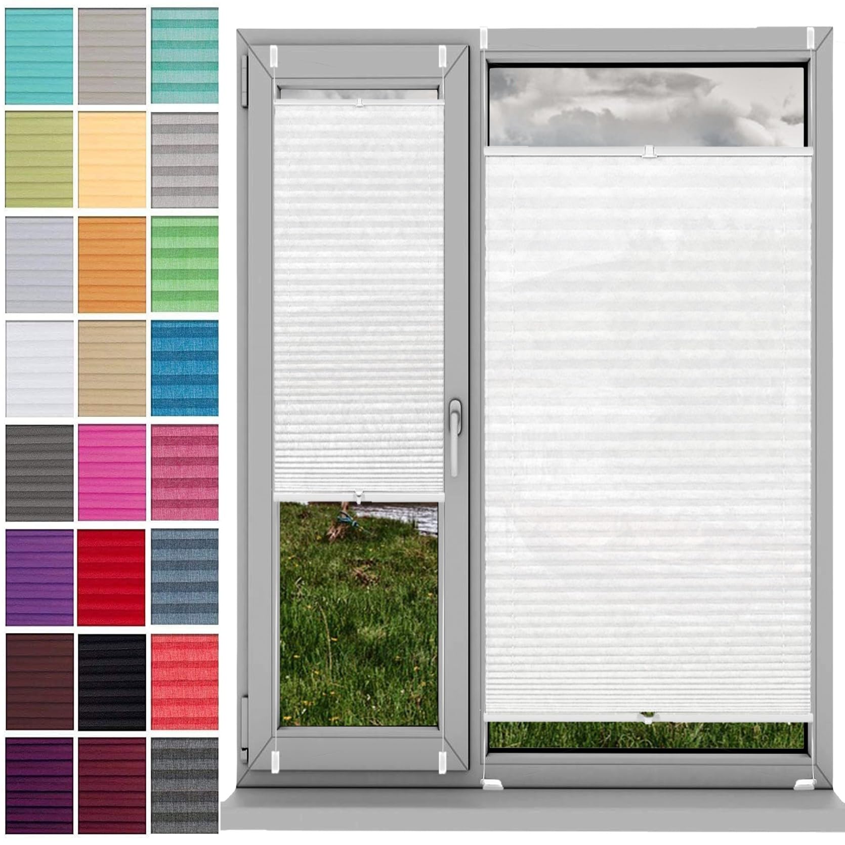Store plissé nid d'abeille occultant sans perçage blanc 52x205 pour isolation thermique été